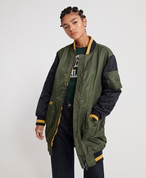 Superdry Longline Bomber Női Kabát Zöld | GLHPW1608